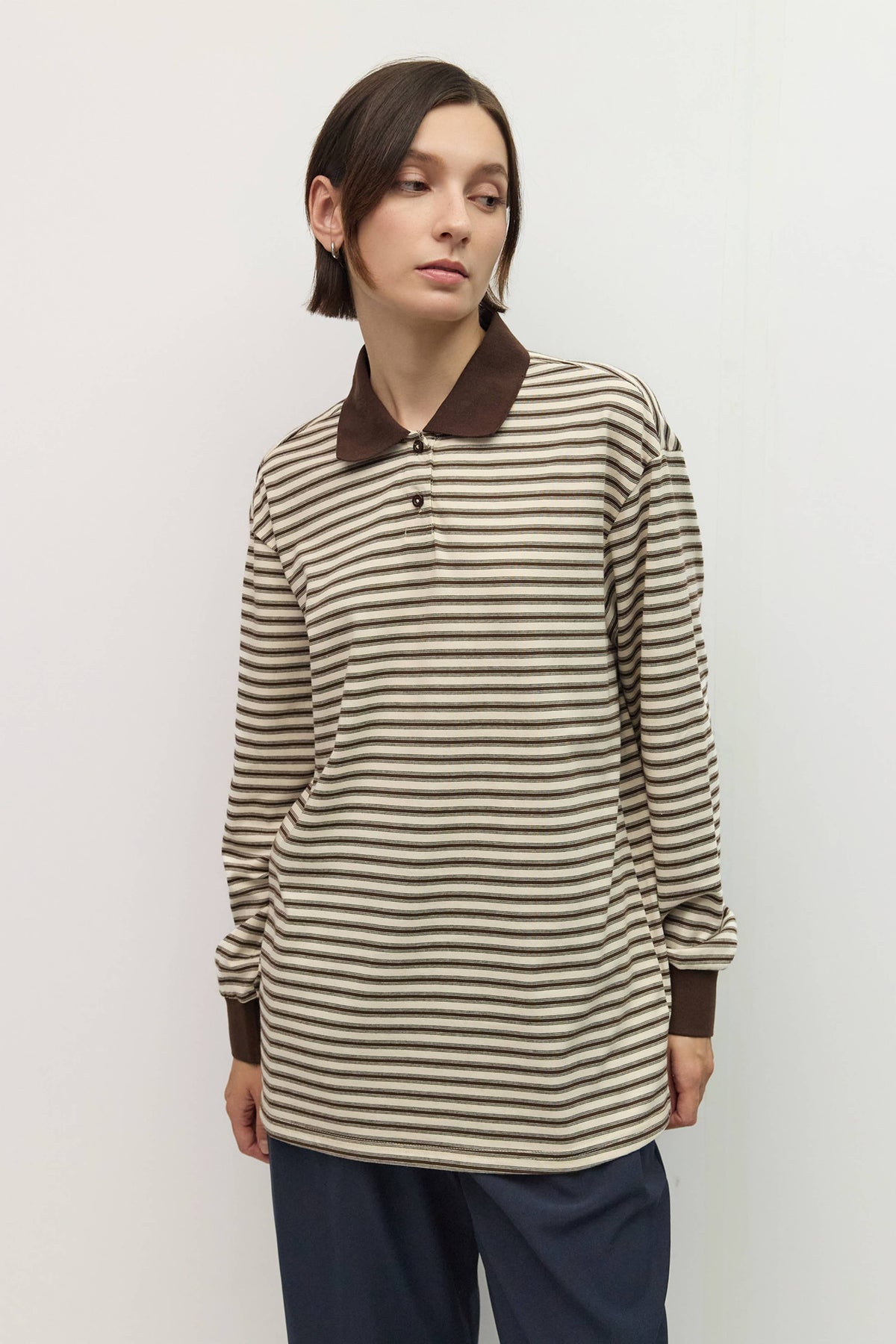 The Sam Top | Striped Oversized LS Polo