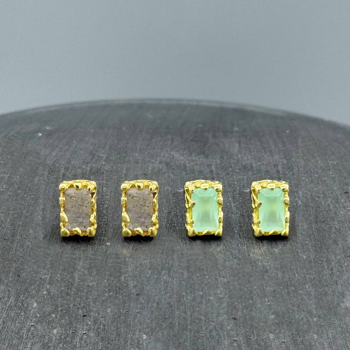 Molten Rectangle Bezel Stone Studs