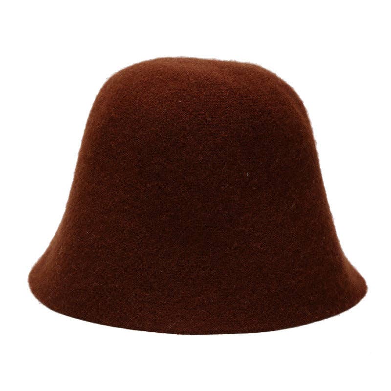 Minimalist Solid Color Wool Bucket Hat 6W6HAT673