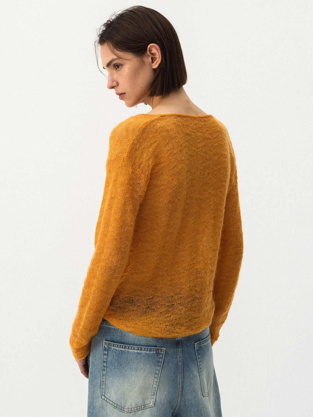 CUBIC Mohair Wool V-Neck Knit Top