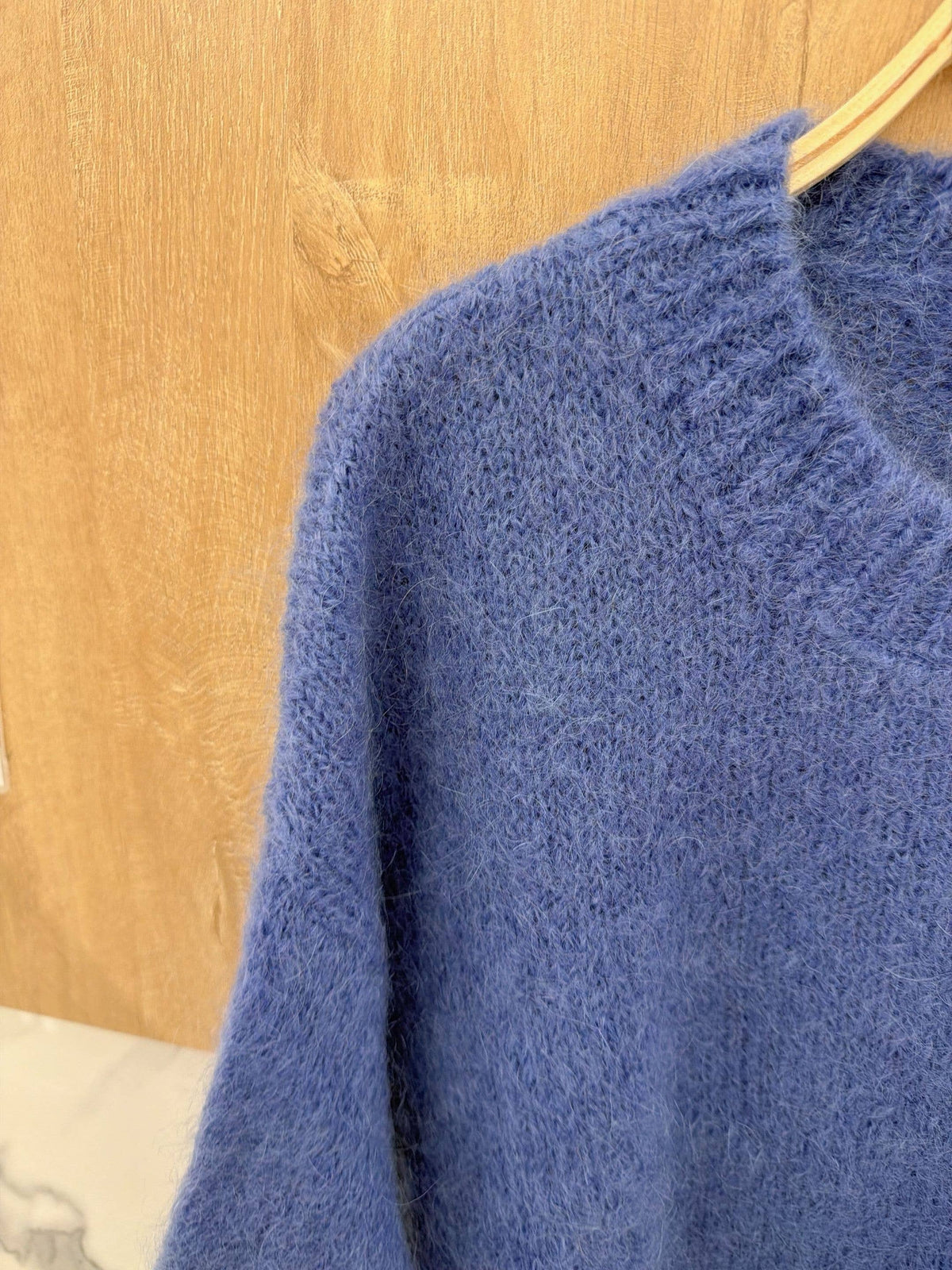Round-neck pullover in kid mohair & wool - Made in Italy