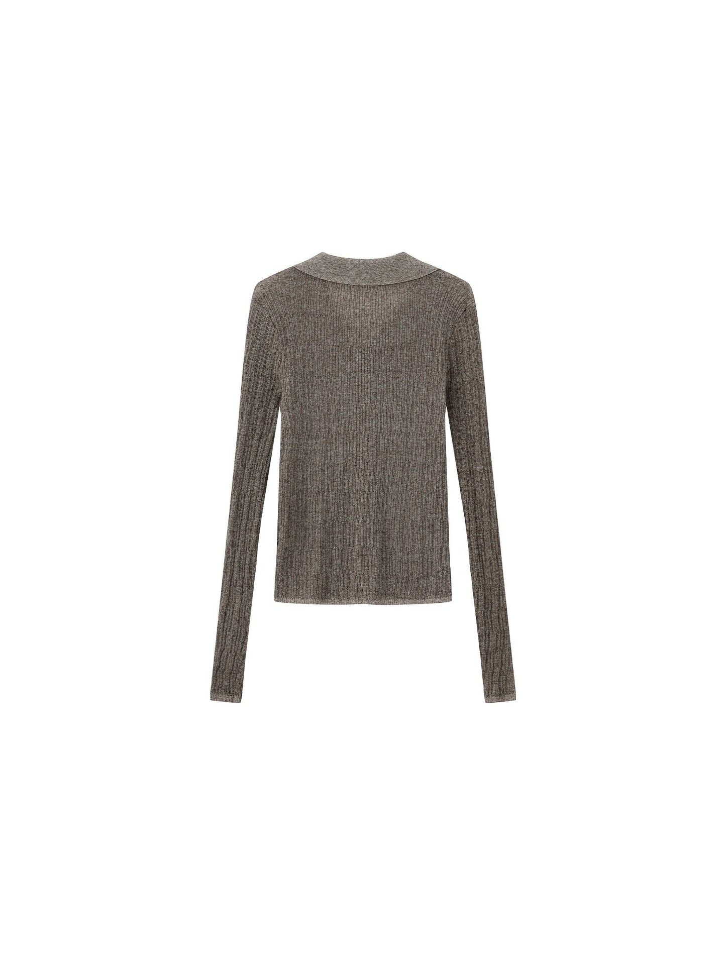 CUBIC Linen Collared Long-Sleeved Knit Sweater