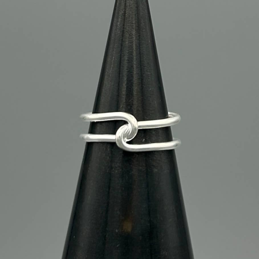 Silver Double Wrapped Link Ring