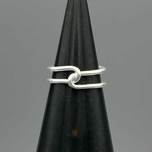 Silver Double Wrapped Link Ring