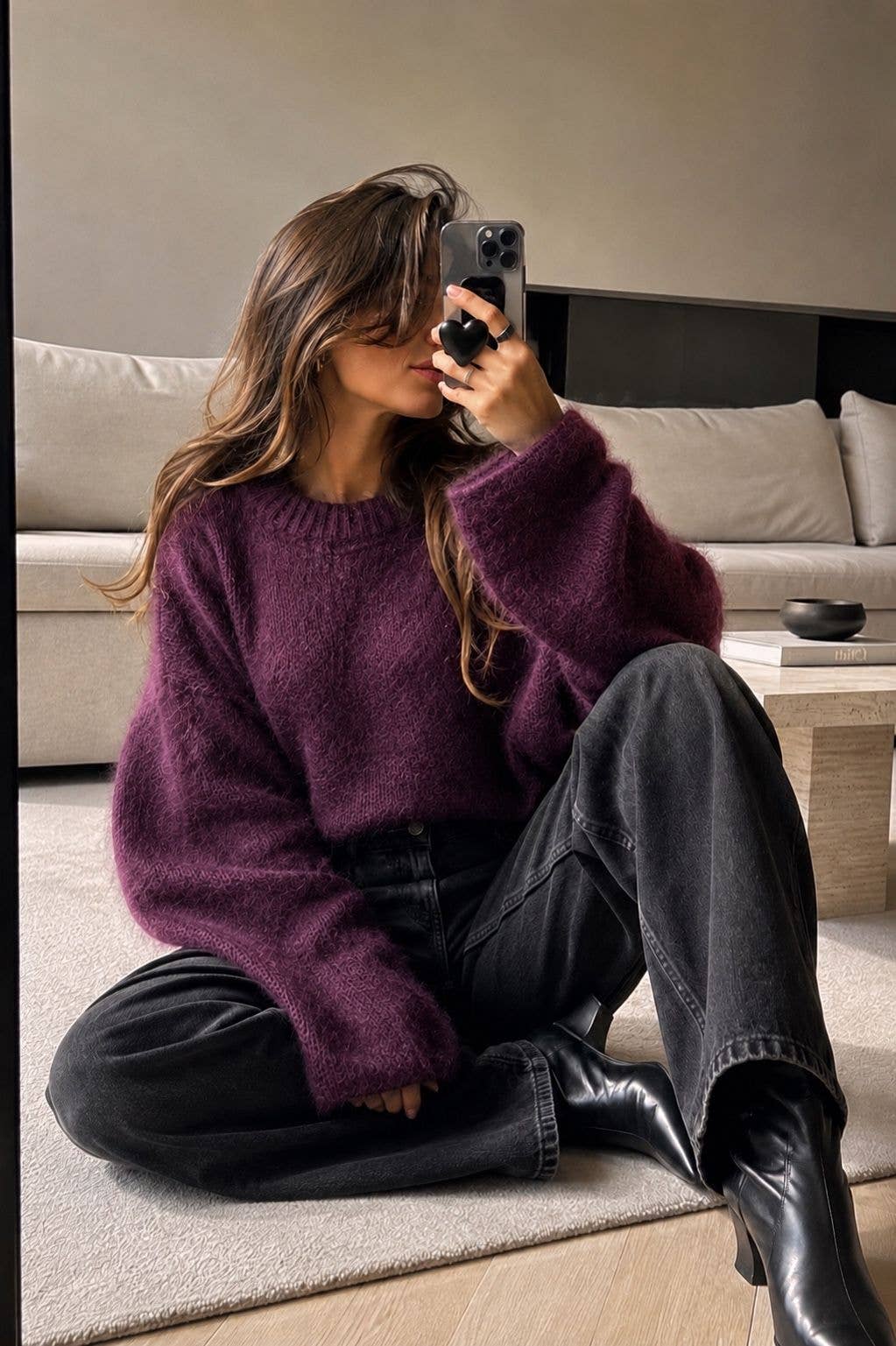Round-neck pullover in kid mohair & wool - Made in Italy