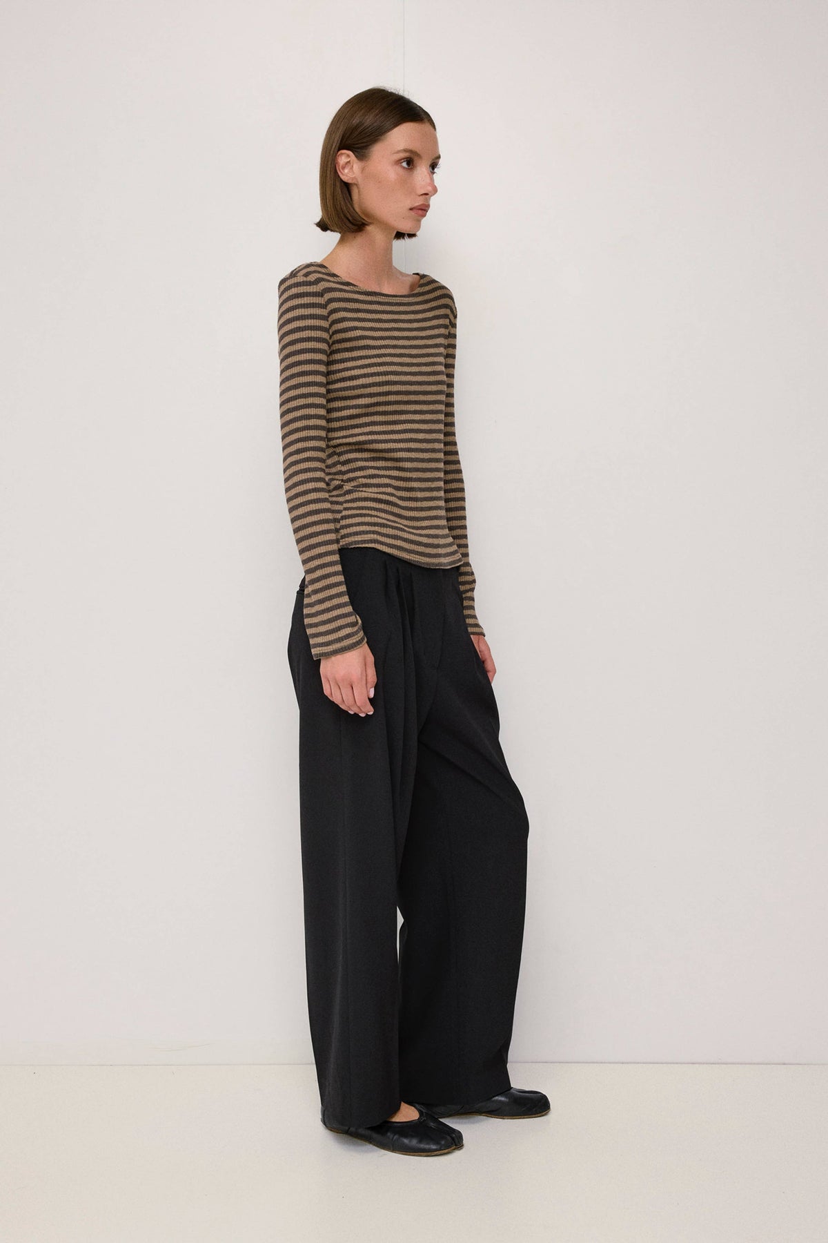 The Madi Top | Wide Neck Ribbed Stripe LS Top