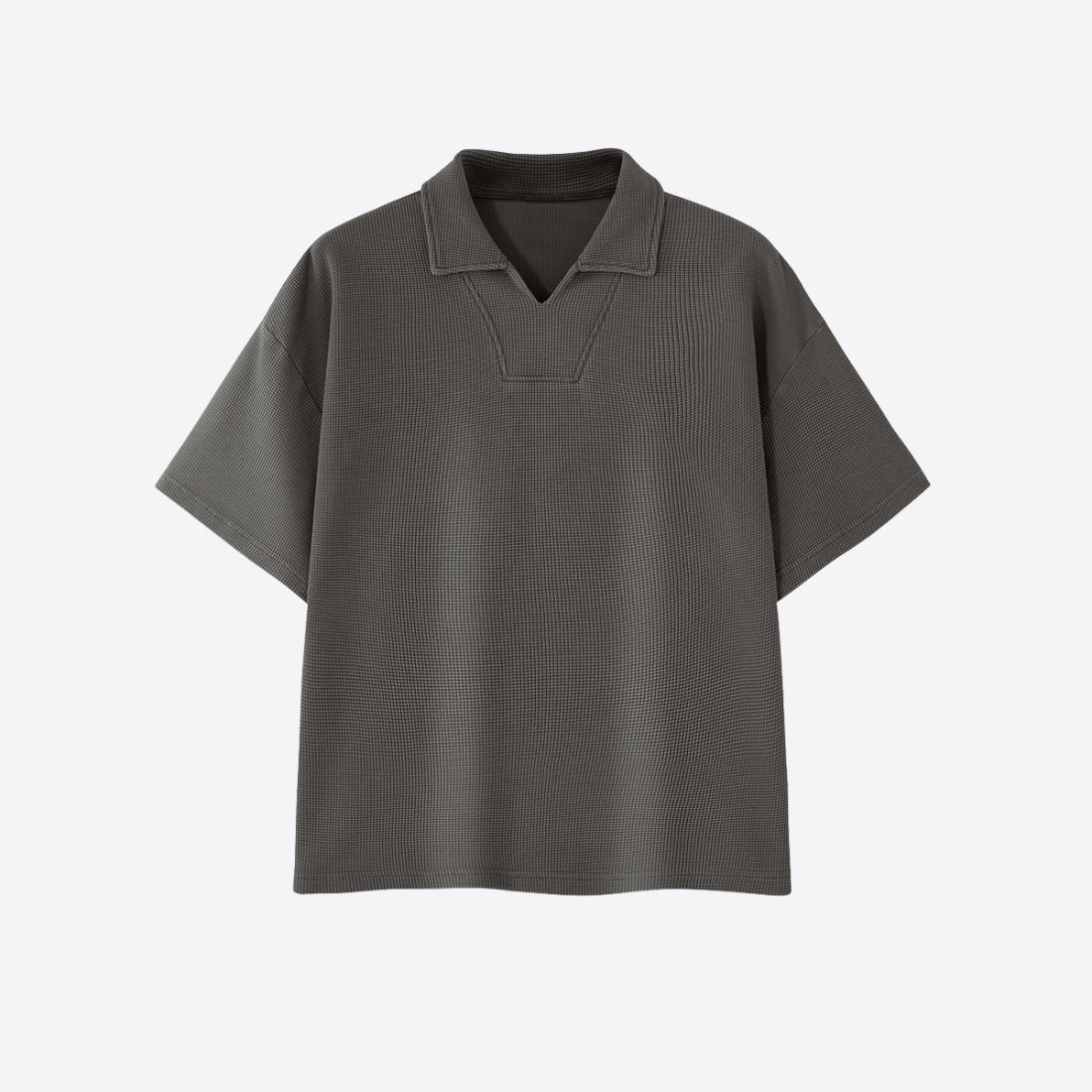 Unisex  290g Heavy Waffle Snow Wash V-Neck Polo