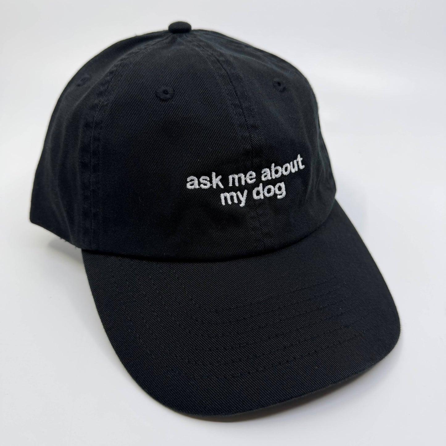 Ask Me About My Dog Embroidered Hat Black