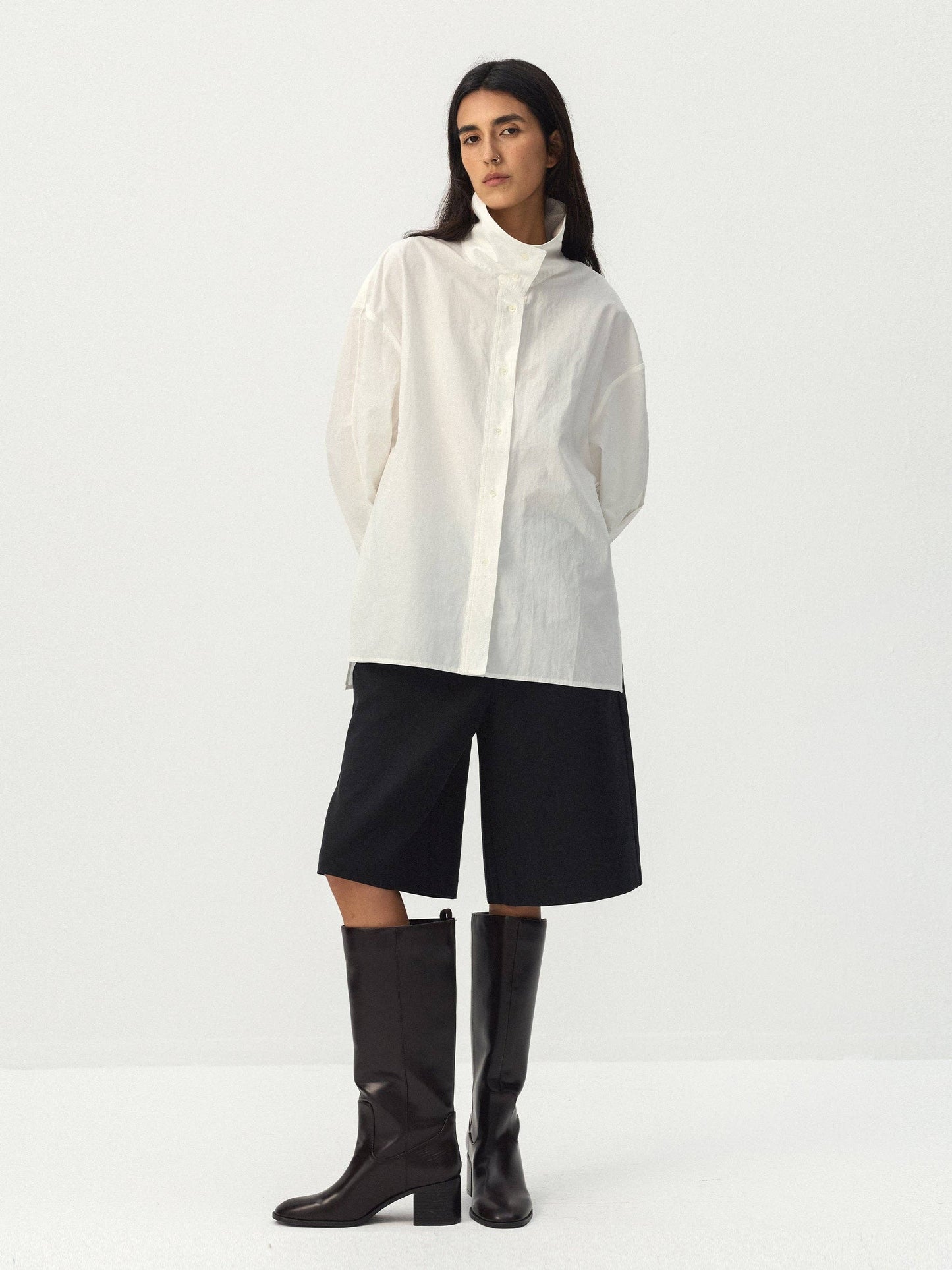 CUBIC Stand Collar Cotton Shirt
